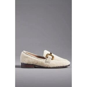 Bibi Lou Anthropologie Marcella Sherpa Teddy Loafers 38/8. Coastal Gold Hardware
